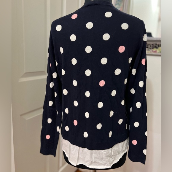 Talbots Navy Blue Polka Dot Lightweight Sweater - Picture 5 of 11